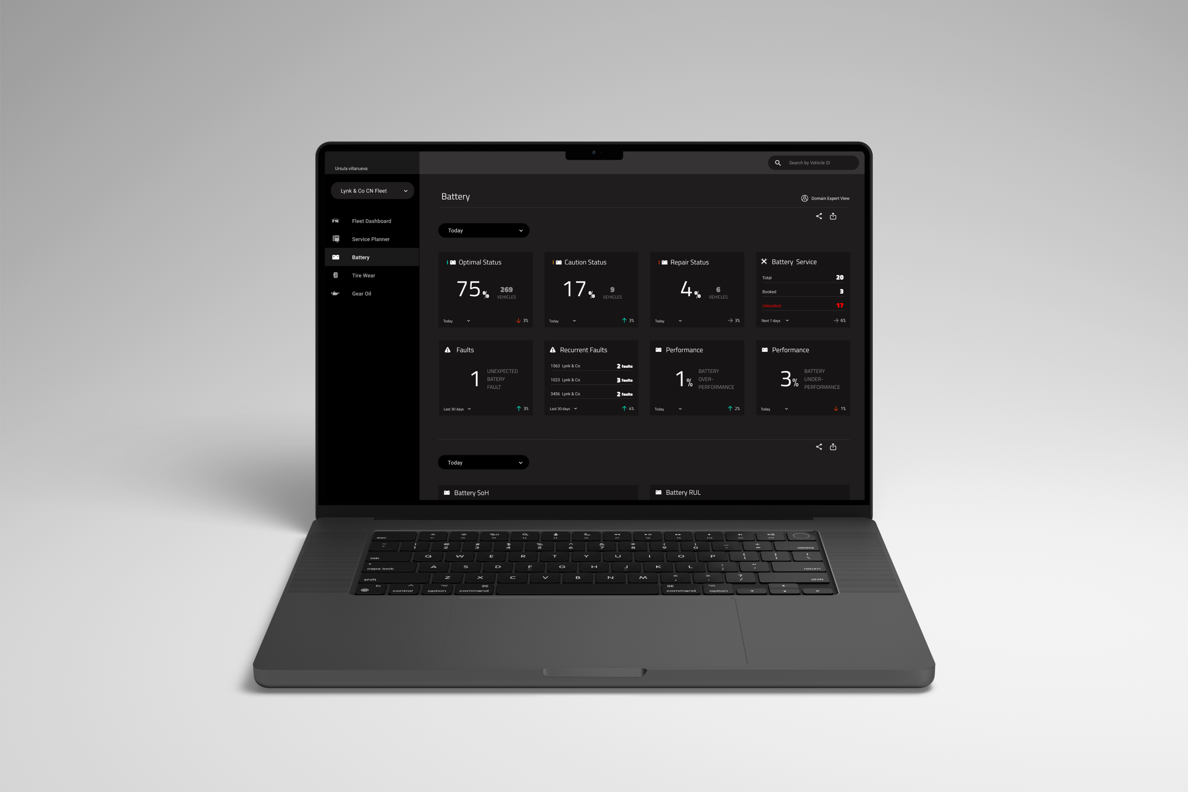 Lap top with a UI for Fleet management 
